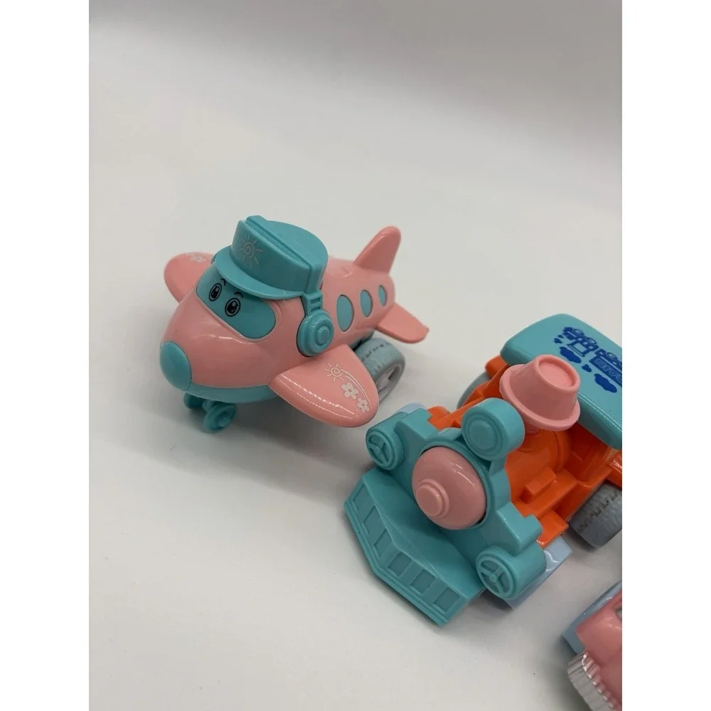 4-in-1 Cartoon Vehicles from the Fun Little Toys Pink Plane Train Car Helicopter
